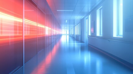 Innovative medical diagnostics in a brightly lit hospital corridor during extended exposure