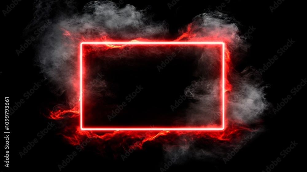 Aufkleber glowing neon frame in ethereal abstract space with gradient lighting