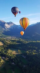 Fototapeta premium Hot Air Balloon Flight Over Majestic Mountains
