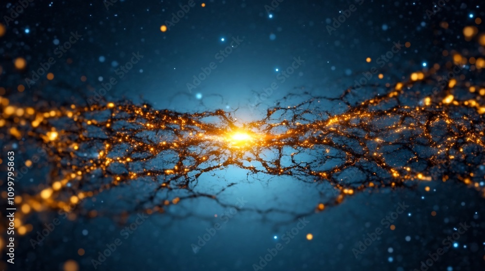 Aufkleber glowing cosmic particles forming a nebula-like pattern in deep space