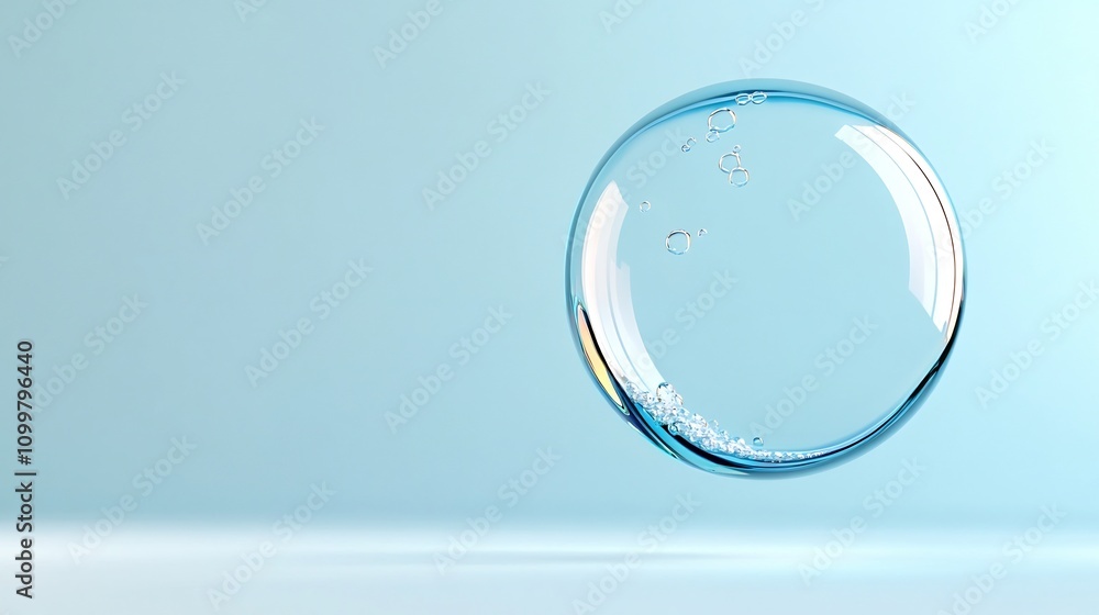 Poster transparent gradient bubble floating in soft white space