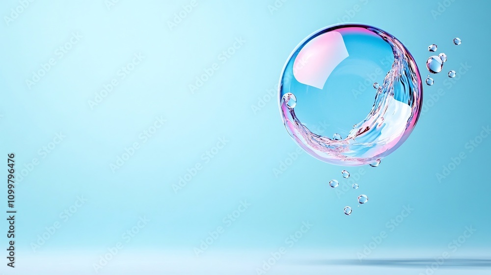 Poster transparent gradient bubble floating in soft white space