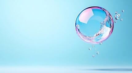 Transparent Gradient Bubble Floating in Soft White Space