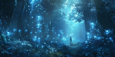 Obraz premium The Digital Forest Hackers in Search of System Flaws, Navigating the Cyber Forest to Find Security Bugs