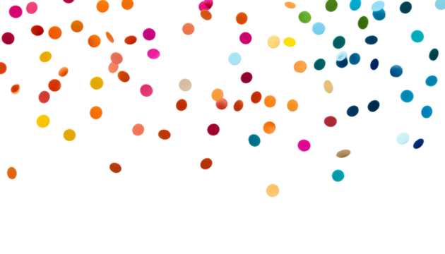 falling colorful circle confetties isolated on transparent background cutout - Powered by Adobe
