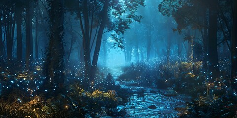 Obraz premium The Digital Forest Hackers in Search of System Flaws, Navigating the Cyber Forest to Find Security Bugs