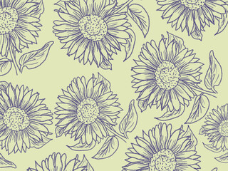light seamless sunflower pattern illustration high quality background