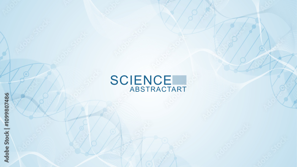 Poster modern abstract molecules structure for science or medical background. dna helix or atom visualizati