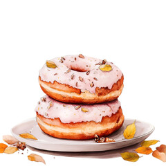 Donuts isolated on white and transparent background. PNG cutout. donuts png, isolated donuts, transparent background, white background, sweet treat, donut cutout, dessert png, pastry illustration,