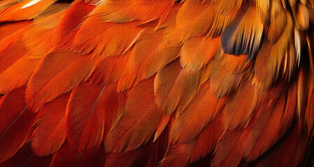 Fototapeta premium Close-up of the Chicken feathers pattern with a creative abstract texture, top down view.