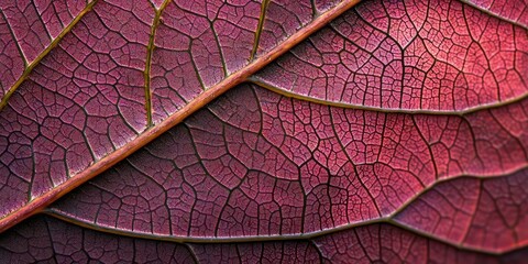 Obraz premium Macro shot of a jungle leaf with intricate veins and textures, showcasing the beauty of nature in a close-up perspective.