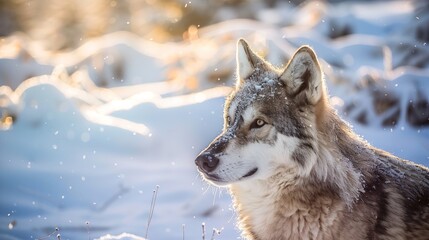 Naklejka premium A Captivating Scene of Animals Playing in the Snow, Illustrating the Pure Joy of Winter Wonderland.