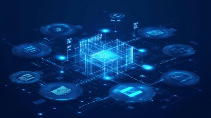  Blue wavy lines, the blue wavy line in the style of dotted, 3d space, abstract blue lights, streamlined design, rhythmic lines, lens flare, stock photo, backlight, a sense of the future, quantum mech