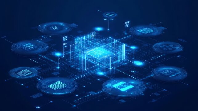  Blue wavy lines, the blue wavy line in the style of dotted, 3d space, abstract blue lights, streamlined design, rhythmic lines, lens flare, stock photo, backlight, a sense of the future, quantum mech