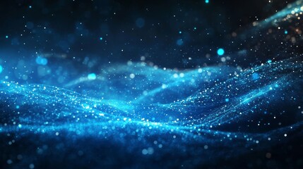  Blue wavy lines, the blue wavy line in the style of dotted, 3d space, abstract blue lights, streamlined design, rhythmic lines, lens flare, stock photo, backlight, a sense of the future, quantum mech