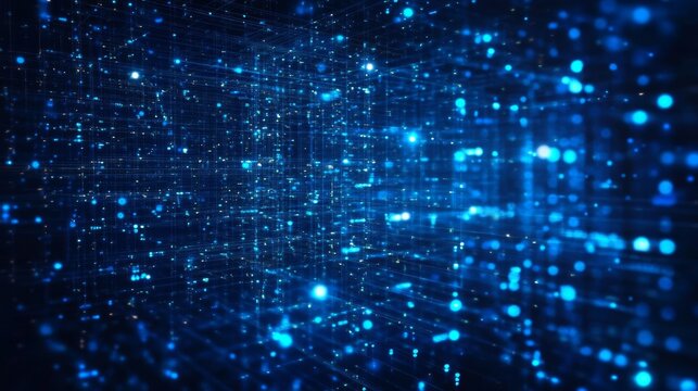  Blue wavy lines, the blue wavy line in the style of dotted, 3d space, abstract blue lights, streamlined design, rhythmic lines, lens flare, stock photo, backlight, a sense of the future, quantum mech