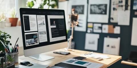 set of marketing collateral, including printed brochures, business cards, and digital assets, designed for a product launch.