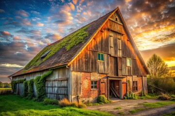 Obraz premium Abandoned Barn Urban Exploration AI Photography - Alte Scheune