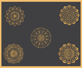 Set of mandala with floral ornament pattern,Vector mandala relaxation patterns unique design with nature style, Hand drawn pattern, Mandala template for page decoration cards, book, logos