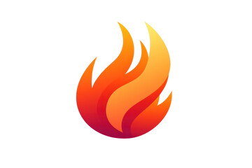 Flaming fire icon with a vibrant orange and red color gradient isolated on white background