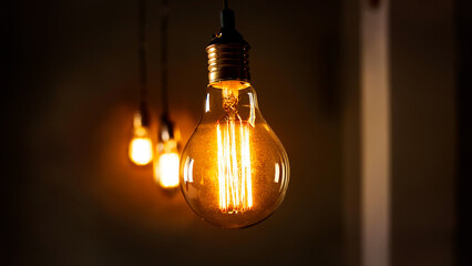 Vintage bulbs with a warm glow.