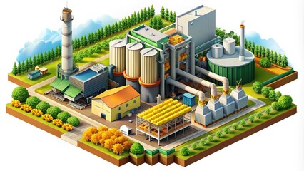 Biomass Energy Power Plant Isometric Graphic Food Photography
