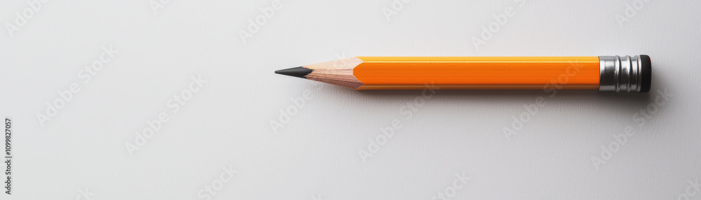 Poster conceptual designs for custom wood cabinetry. a close-up view of a sharpened orange pencil resting o