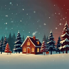 Fototapeta premium Christmas house with Christmas tree