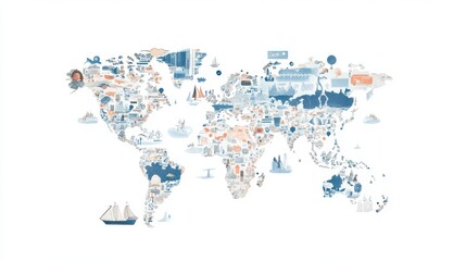 Obraz premium Map Illustrating Global Issues and Challenges