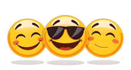 set of smiles. smile emoji with sunglasses