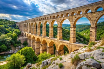 Fototapeta premium Marble Aqueduct Provence Front View AI Photo
