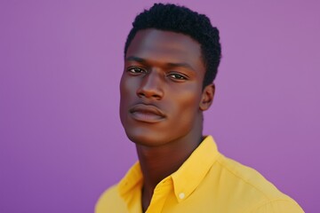 Obraz premium A man with a yellow shirt and a black beard