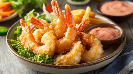 fried shrimps with sauce	