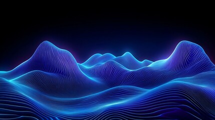 Obraz premium Enterprise PPT background with 3D rendered blue curves against a city background, blue background, blue technology.