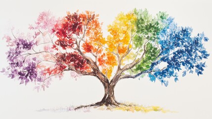 K&uuml;nstlerischer Baum mit Regenbogen&auml;sthetik