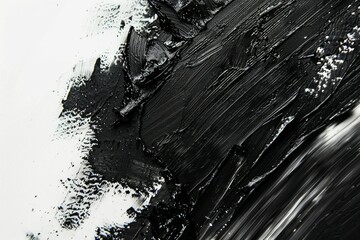 Obraz premium Many rough dark black smears of acrylic oil paint on flat surface. Detailed photo textured background