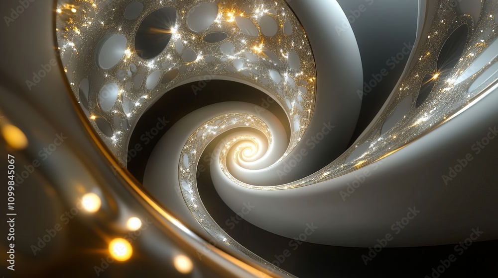 Aufkleber a scene with a dark background featuring a light track with golden lines on the left and an illumina