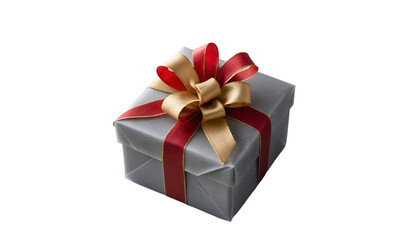 A beautifully wrapped gift with red-and-gold ribbon