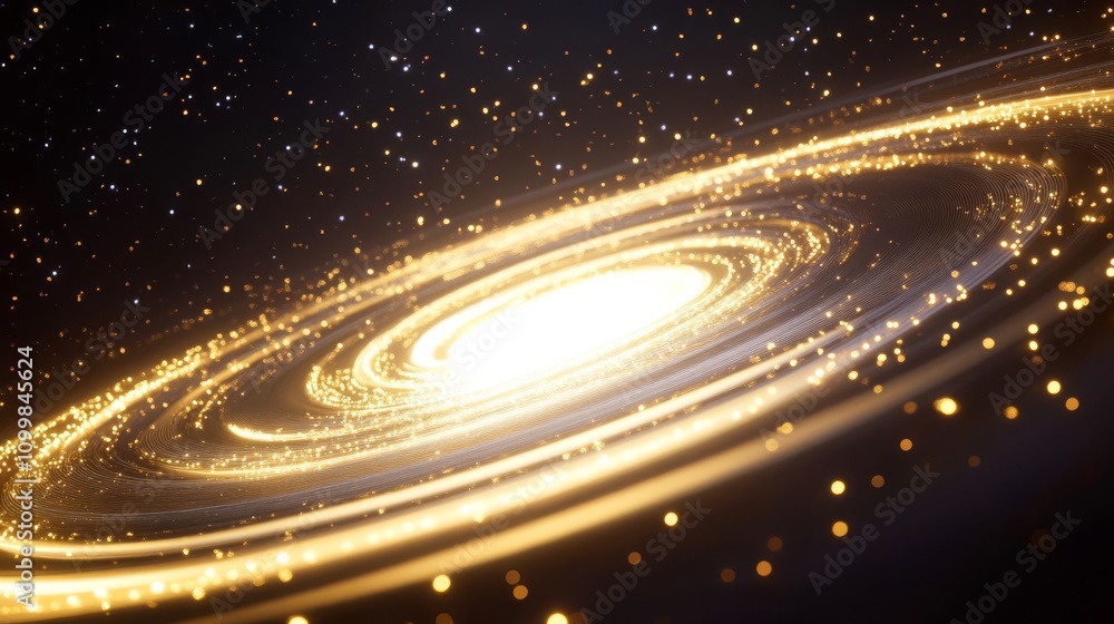 Aufkleber a scene with a dark background featuring a light track with golden lines on the left and an illumina