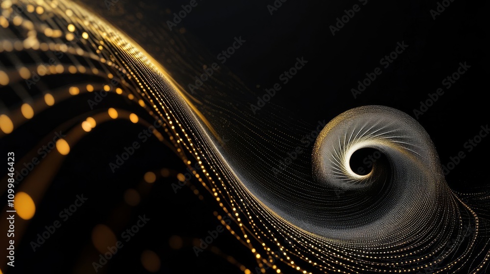 Aufkleber a scene with a dark background featuring a light track with golden lines on the left and an illumina