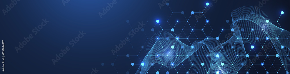 Aufkleber molecular structure background. science template wallpaper or banner with a dna molecules. abstract 