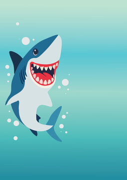 Shark Fish Cartoon Illustration Shark Teeth Cute Shark Marine Ocean