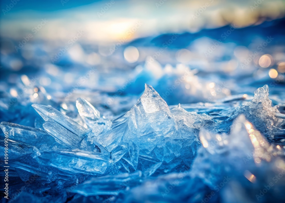 Poster stunning tilt-shift photography of abstract ice texture capturing unique patterns and shapes for cre