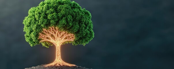 Neural pathways forming a radiant tree, mental immunity, visualization of growth and mental fortitude