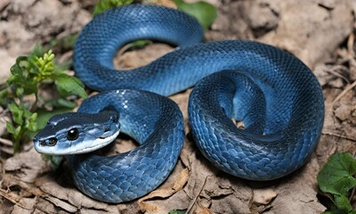 Obraz premium Blue viper snake closeup face