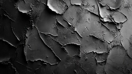 Abstract dark gray textured background.  Rough, uneven surface with deep crevices.
