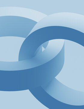 3D render of abstract Interlocked blue rings
