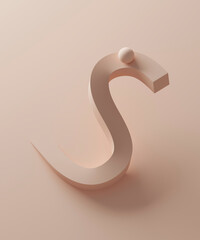 Pink colored abstract alphabet S with 3D sphere