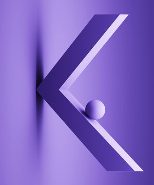 Abstract alphabet K with 3D sphere