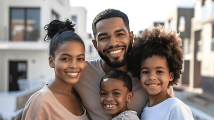 Obraz premium A happy Hispanic family with young children enjoys a fun-filled day outdoors in the park